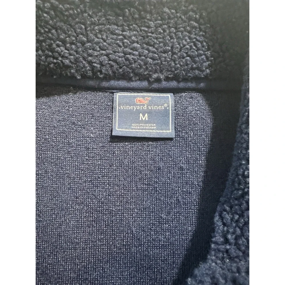 Vineyard Vines Men's Medium‎ Sherpa Fleece Zip Vest Blue Navy Outdoors Preppy